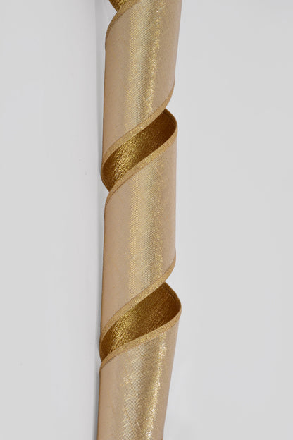 4" X 10Yds Wired Prism Weave Metallic Ribbon Gold