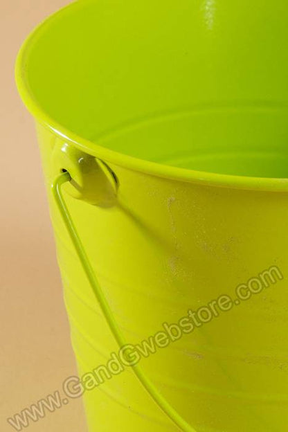 4.5" X 5.25" Metal Bucket W/handle Apple Green