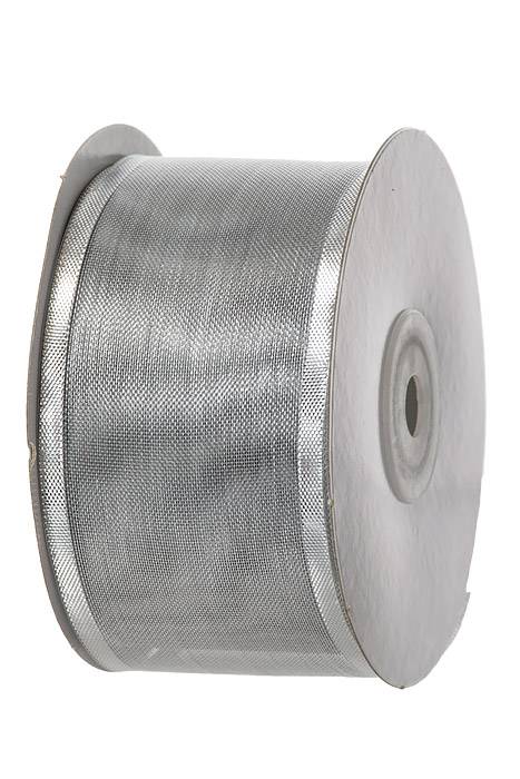 2" X 25yds Wired Metallic Organza Ribbon Silver