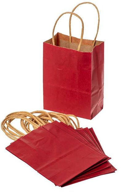 4.25 X 2.25 X 6" Kraft Shopping Bag Red Pkg/12
