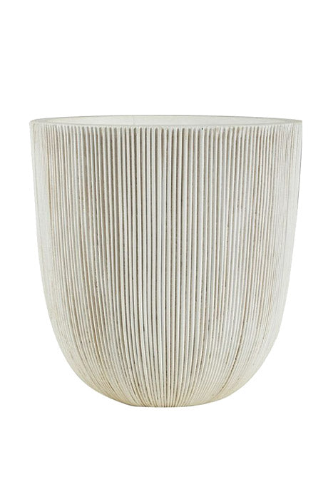 12" X 12.5" Fiber Resin Grooved Planter White