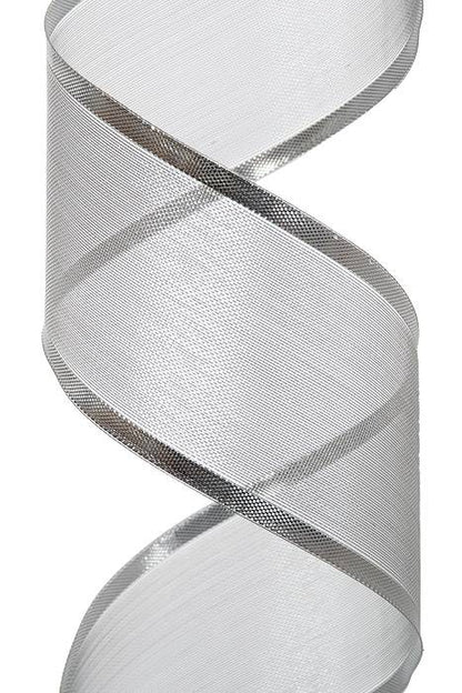 2" X 25yds Wired Metallic Organza Ribbon Silver