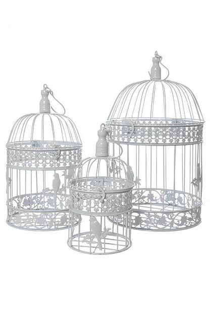 13/16/20" Metal Round Bird Cage White