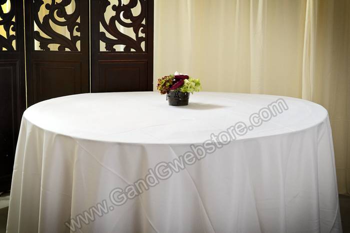 108" Round Polyester Table Cover White