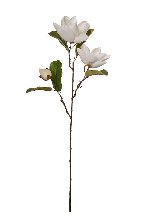 27" Silk Magnolia Spray White