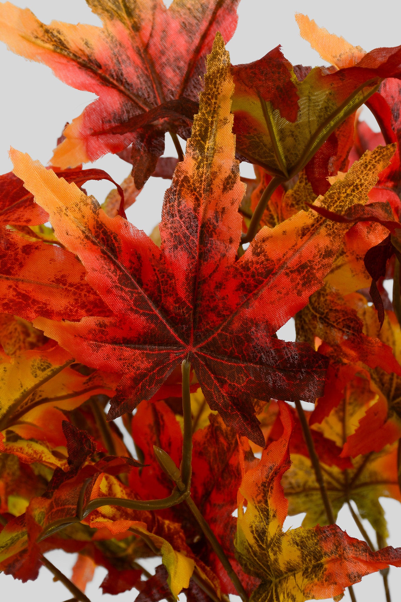 17" Artificial Japanese Maple Leaf Bush Burgundy/Flame