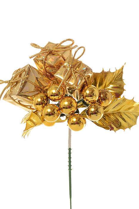 7" Holly Pick W/ Boxes/berry Gold Pkg/12