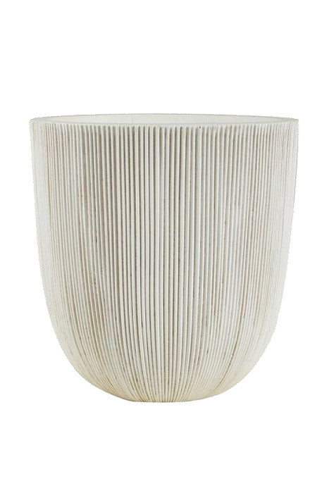 14.5&quot; X 14.75&quot; Fiber Resin Grooved Planter White