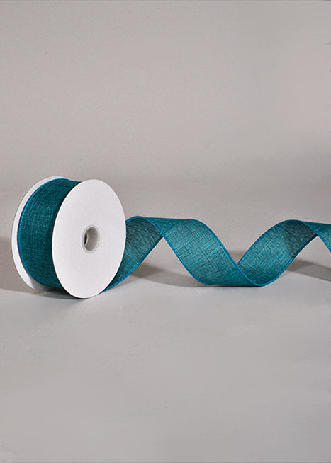 1.5" X 10Yds Wired Poly Linen Ribbon Teal