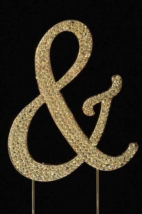 4.5" Rhinestone Symbol "&amp;" Cake Topper Gold
