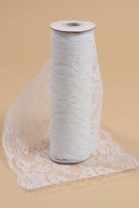 9" X 10yds Lace Ribbon White