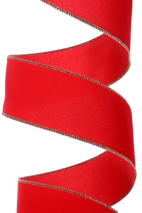 2.5" X 50yds Value Velvet Wired Ribbon Red/gold