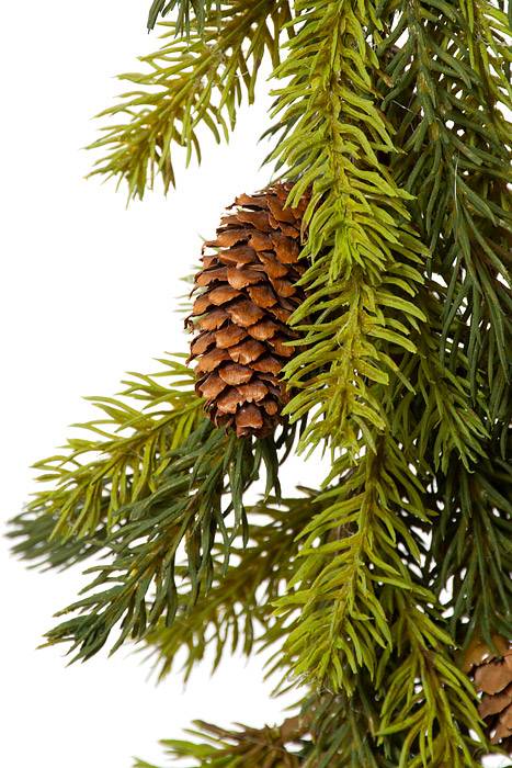 6ft Plastic Mini Spruce Garland W/cones Moss Green