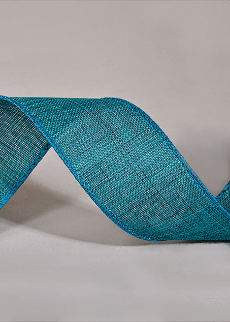 1.5" X 10Yds Wired Poly Linen Ribbon Teal