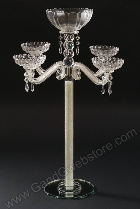 28.5" Crystal 5-lite Candelabrum W/beads Clear