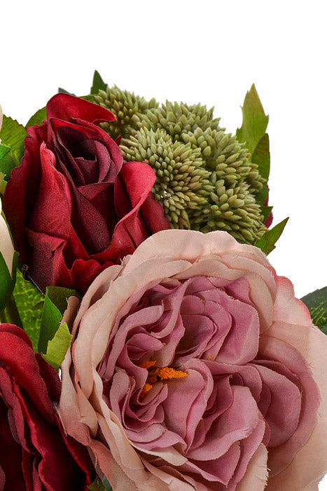12&quot; Silk Rose Bouquet Burgundy/Mauve