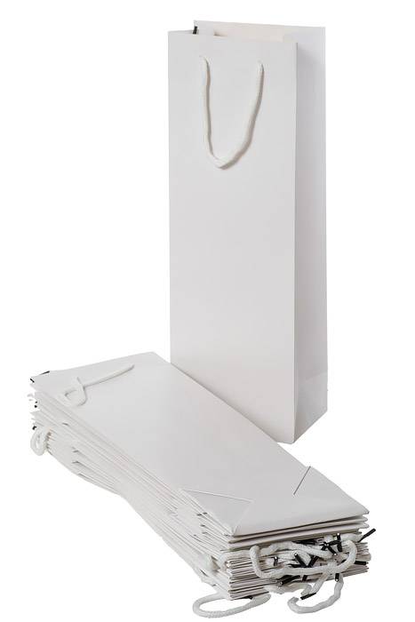 5" X 14" X 3.5" Wine Paper Bags W/rope White Pkg/12