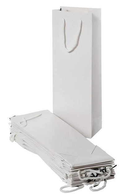 5" X 14" X 3.5" Wine Paper Bags W/rope White Pkg/12