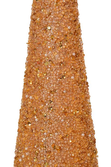 18-24-30&quot;Sequin/Bead Cone Tree Champagne Gold Set-3