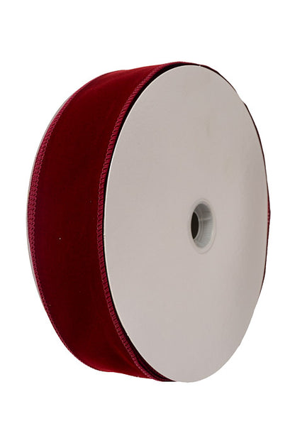 2.5" X 50Yds Wired Velvet Matching Edge Ribbon Burgundy