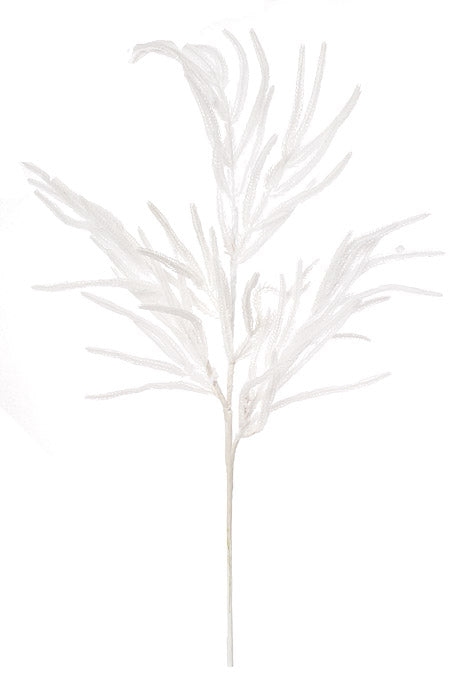 36" Real Touch Flocked Norfolk Pine Spray White/Snow