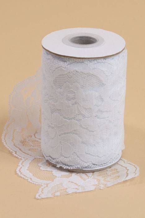 4" X 10yds Lace Ribbon White
