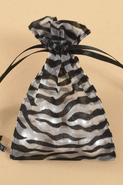 3" X 4" Sheer Bag W/zebra Print Silver/black Pkg/12