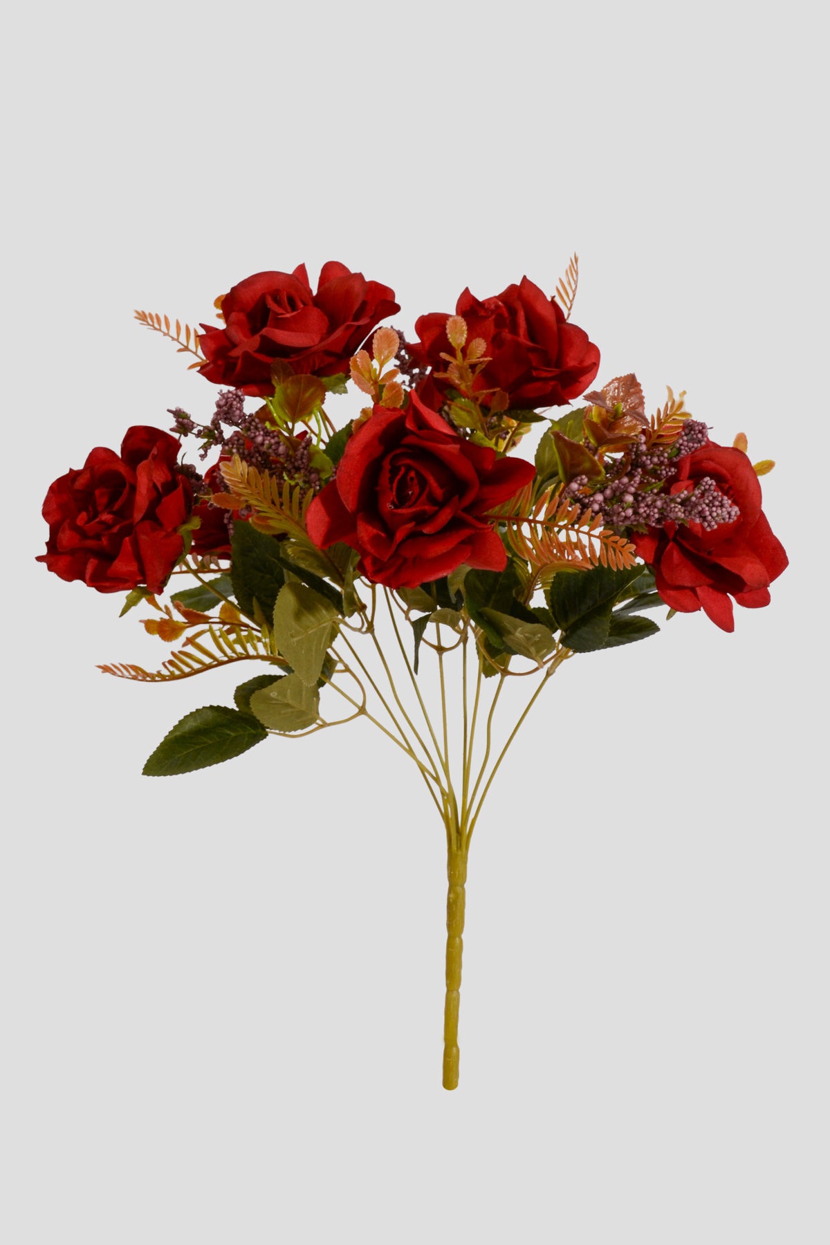 15.75" Artificial Mixed Rose Bush Red