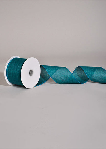 2.5" X 10Yds Wired Poly Linen Ribbon Teal
