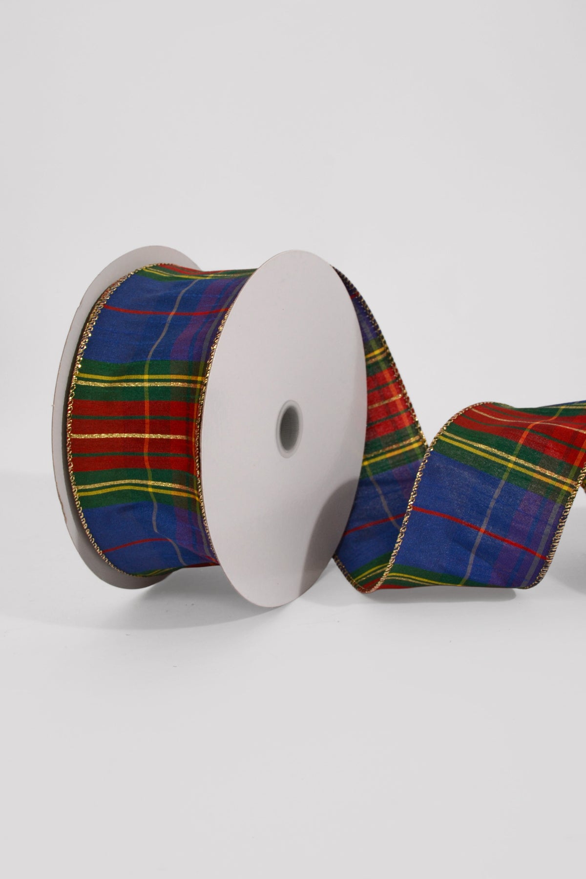 2.5" X 25Yds Wired Faux Dupioni Tartan Plaid Ribbon