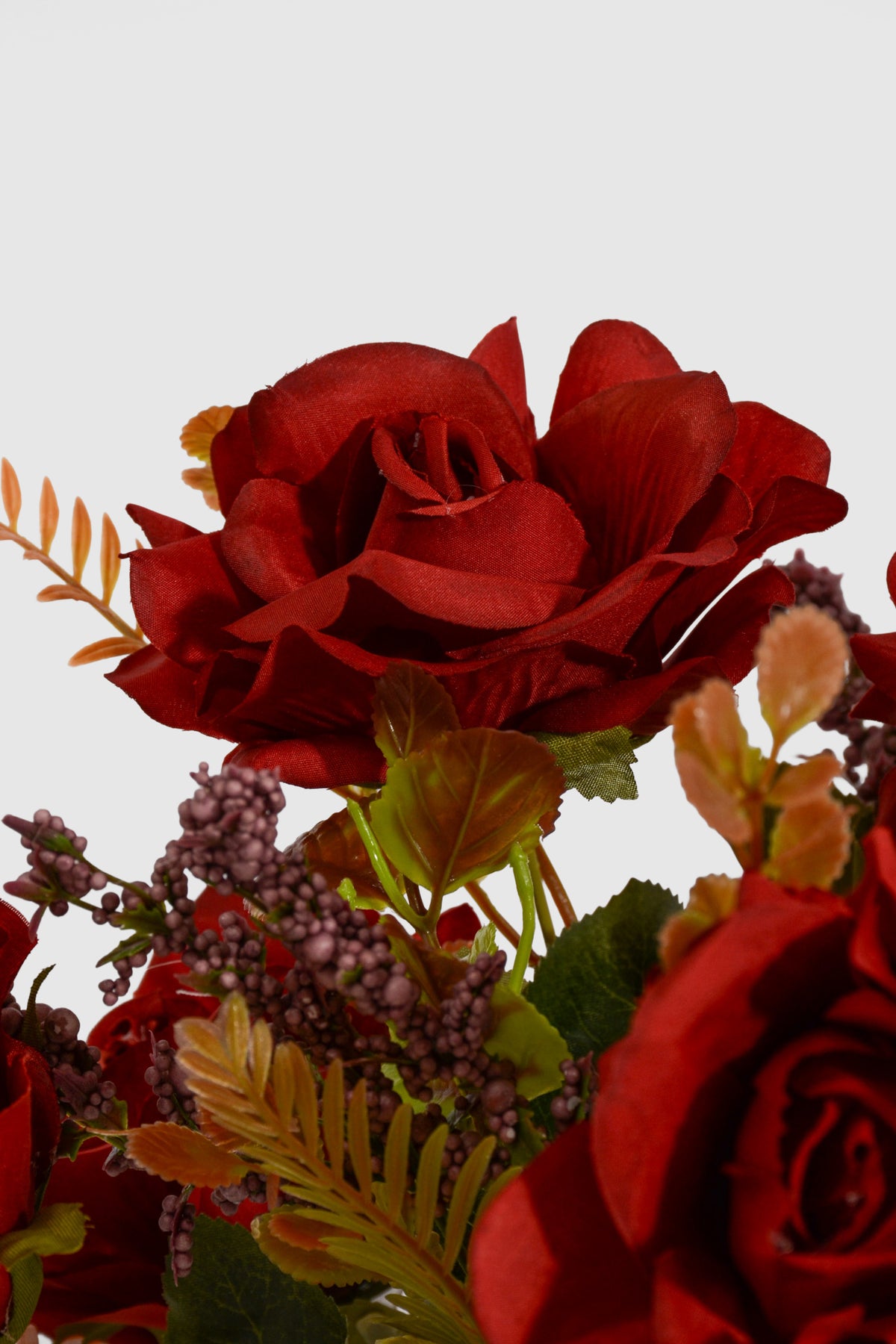 15.75" Artificial Mixed Rose Bush Red