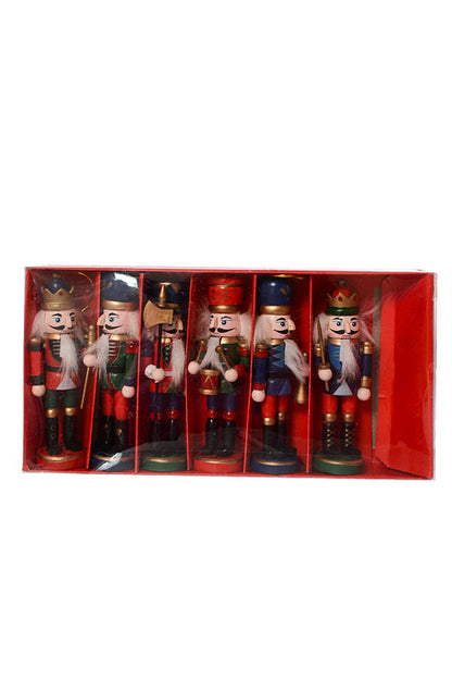 5.5" Mix Wooden Nutcracker Ornament Red/Green/Blue Pkg/6