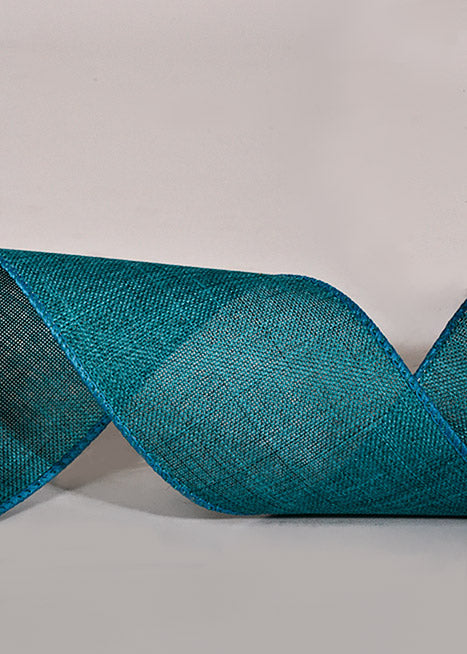 2.5" X 10Yds Wired Poly Linen Ribbon Teal
