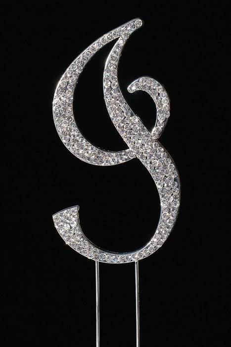 4.5" Rhinestone Letter "i" Cake Topper Silver