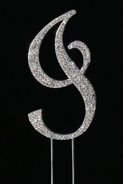 4.5" Rhinestone Letter "i" Cake Topper Silver