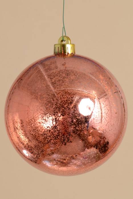 140mm Plastic Mercury Ball Ornament Light Coral Pkg/2