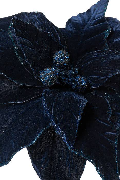 26" Deluxe Velvet Large Poinsettia Midnight Blue
