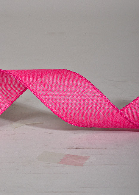 1.5" X 10Yds Wired Poly Linen Ribbon Fuchsia