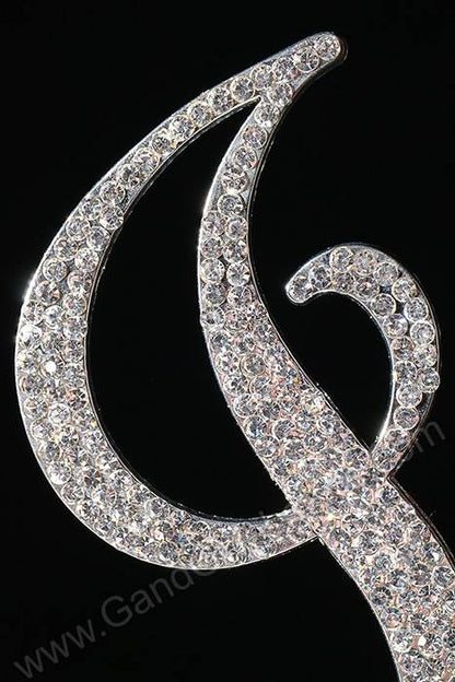 4.5" Rhinestone Letter "i" Cake Topper Silver