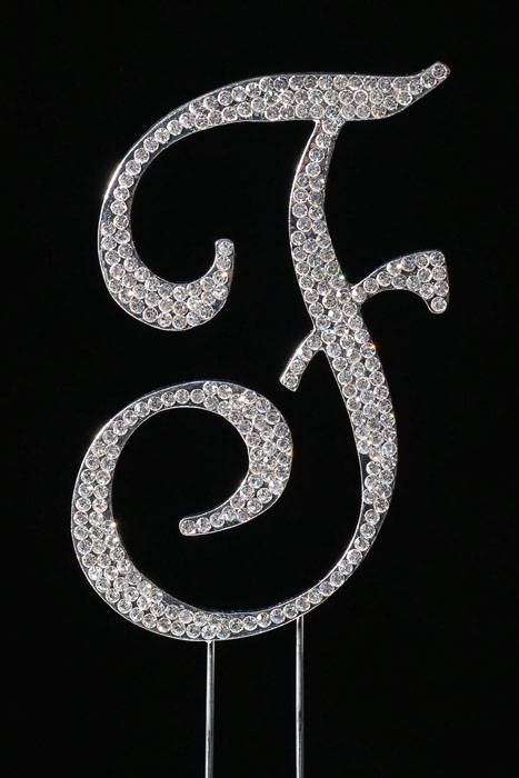 4.5" Rhinestone Letter "f" Cake Topper Silver
