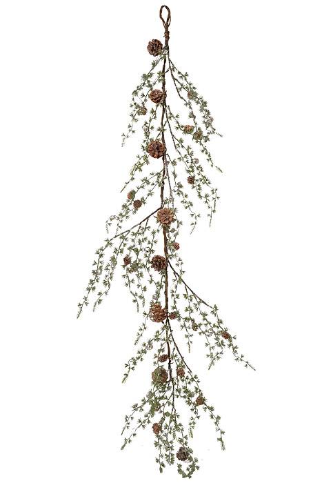 54" Frost Glitter Ming Pine/Jingle bells Garland Green/Silver