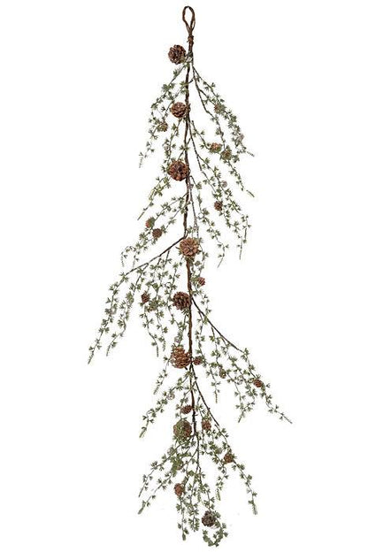 54" Frost Glitter Ming Pine/Jingle bells Garland Green/Silver