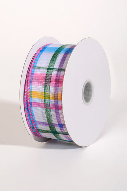 1.5" x 10Yds Wired Watercolor Tuttola Ribbon Plaid Multi Color