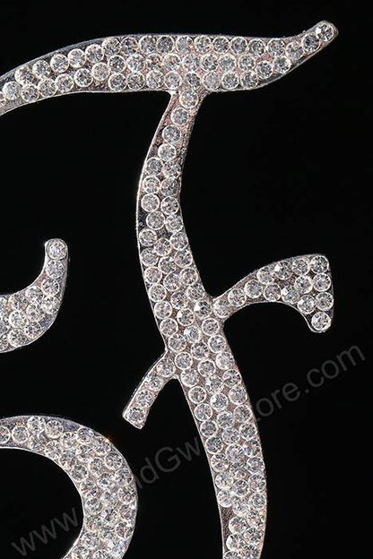 4.5" Rhinestone Letter "f" Cake Topper Silver