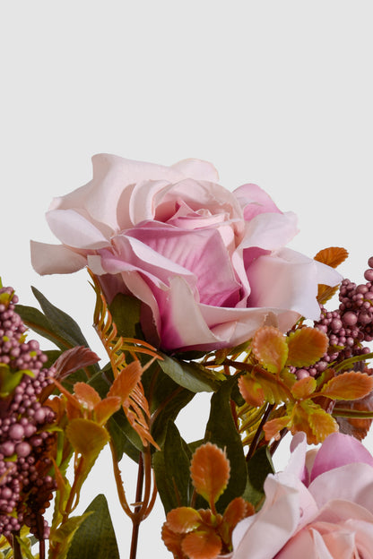 19" Artificial Mixed Rose Bush Lavender