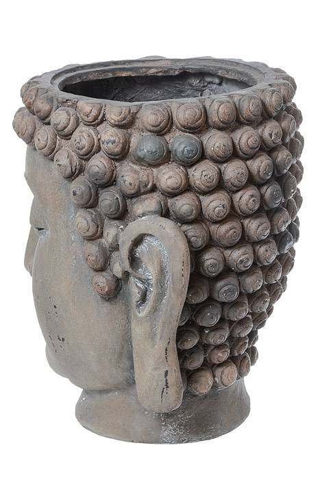 16.75" X 14.5" Buddha Head Planter Brown/antique
