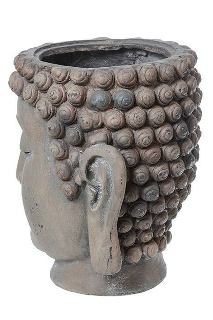 16.75" X 14.5" Buddha Head Planter Brown/antique