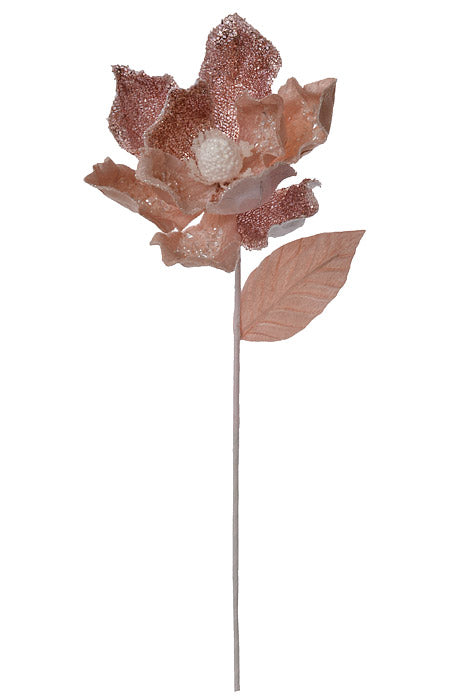 22" Velvet Tinsel Fabric Magnolia Glittered Sequined Ice Blush