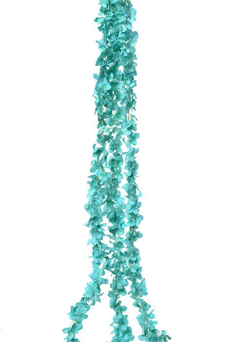 78" Hydrangeas Garland Aqua Pkg/3