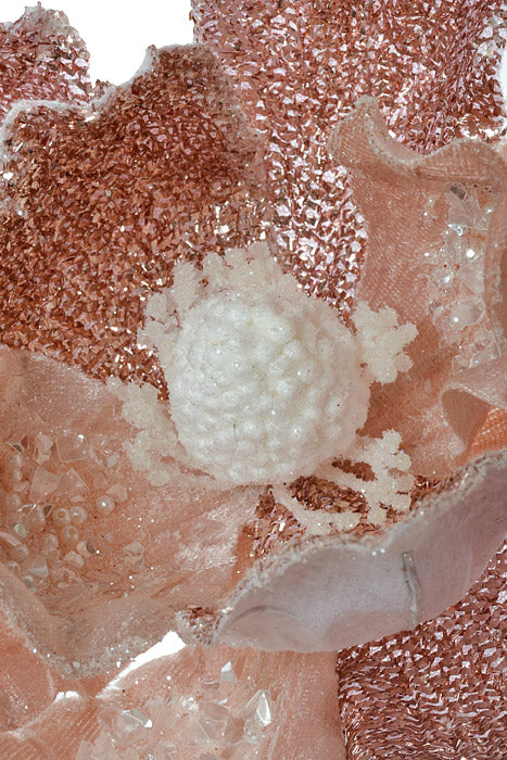 22" Velvet Tinsel Fabric Magnolia Glittered Sequined Ice Blush